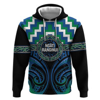 Aotearoa Ngati Ranginui Personalised Hoodie Maori Iwi Poutama Puhoro Tattoo LT14 Pullover Hoodie Green - Polynesian Pride