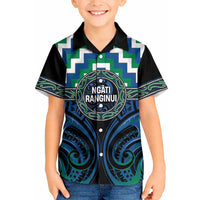 Aotearoa Ngati Ranginui Personalised Kid Hawaiian Shirt Maori Iwi Poutama Puhoro Tattoo LT14 Kid Green - Polynesian Pride
