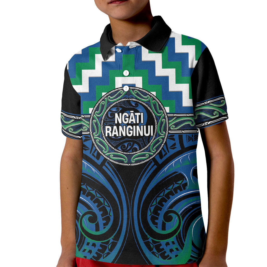 Aotearoa Ngati Ranginui Personalised Kid Polo Shirt Maori Iwi Poutama Puhoro Tattoo LT14 Kid Green - Polynesian Pride