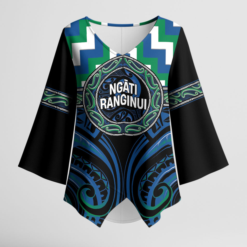 Aotearoa Ngati Ranginui Personalised Kimono Sleeve Blouse Maori Iwi Poutama Puhoro Tattoo LT14 Female Green - Polynesian Pride