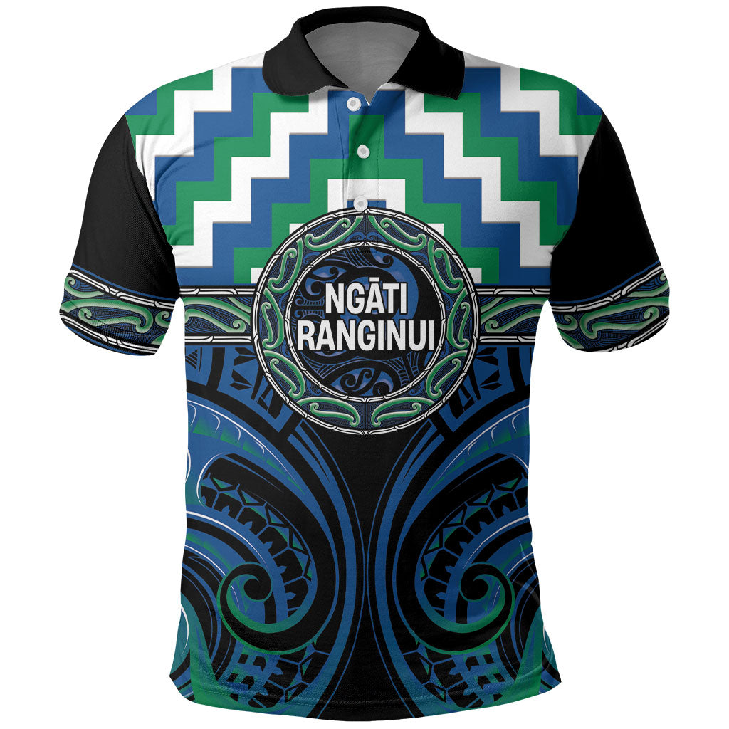 Aotearoa Ngati Ranginui Personalised Polo Shirt Maori Iwi Poutama Puhoro Tattoo LT14 Green - Polynesian Pride