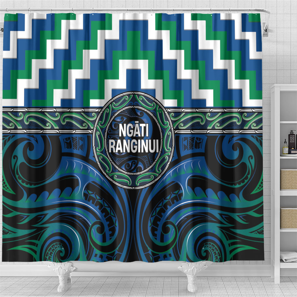 Aotearoa Ngati Ranginui Shower Curtain Maori Iwi Poutama Puhoro Tattoo LT14 - Polynesian Pride