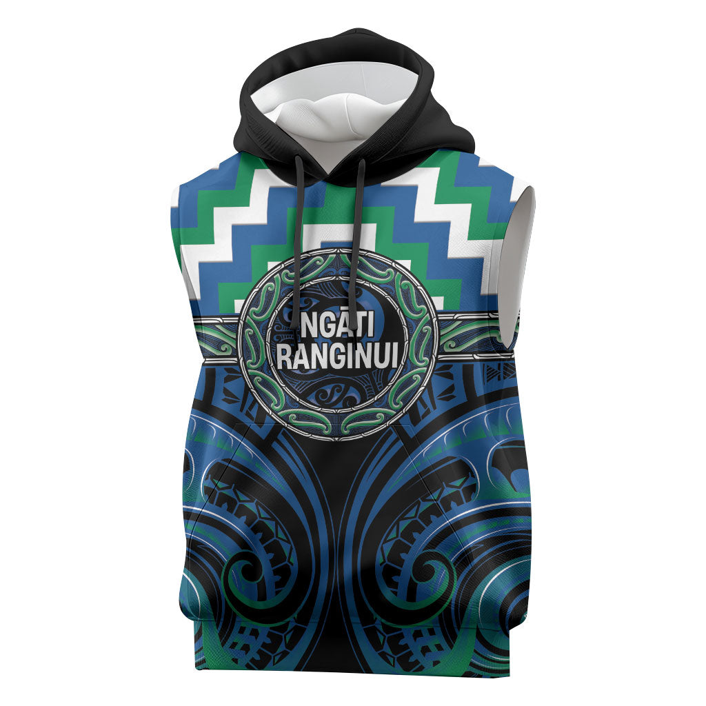 Aotearoa Ngati Ranginui Personalised Sleeveless Hoodie Maori Iwi Poutama Puhoro Tattoo LT14 Green - Polynesian Pride