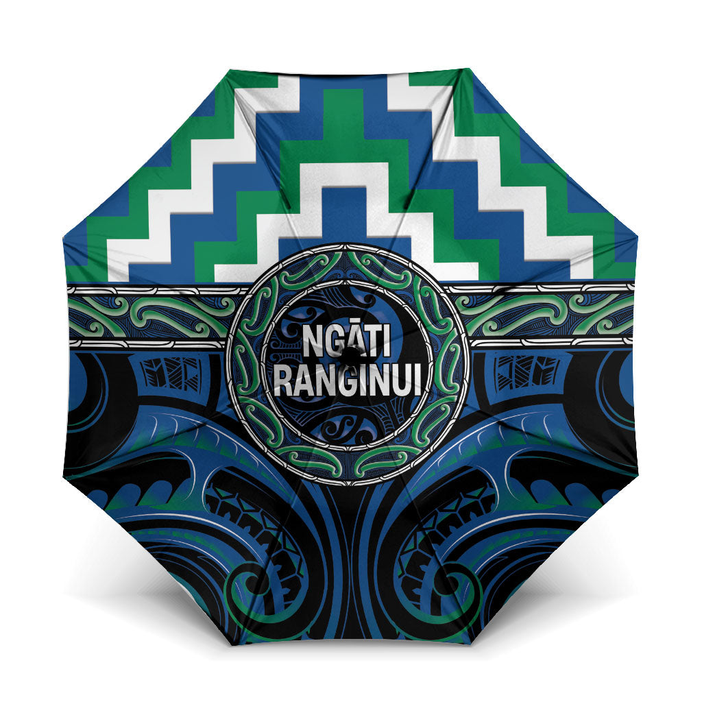 Aotearoa Ngati Ranginui Umbrella Maori Iwi Poutama Puhoro Tattoo LT14 One Size Folded 11.42 inch Opened Diameter 37.4 inch Green - Polynesian Pride