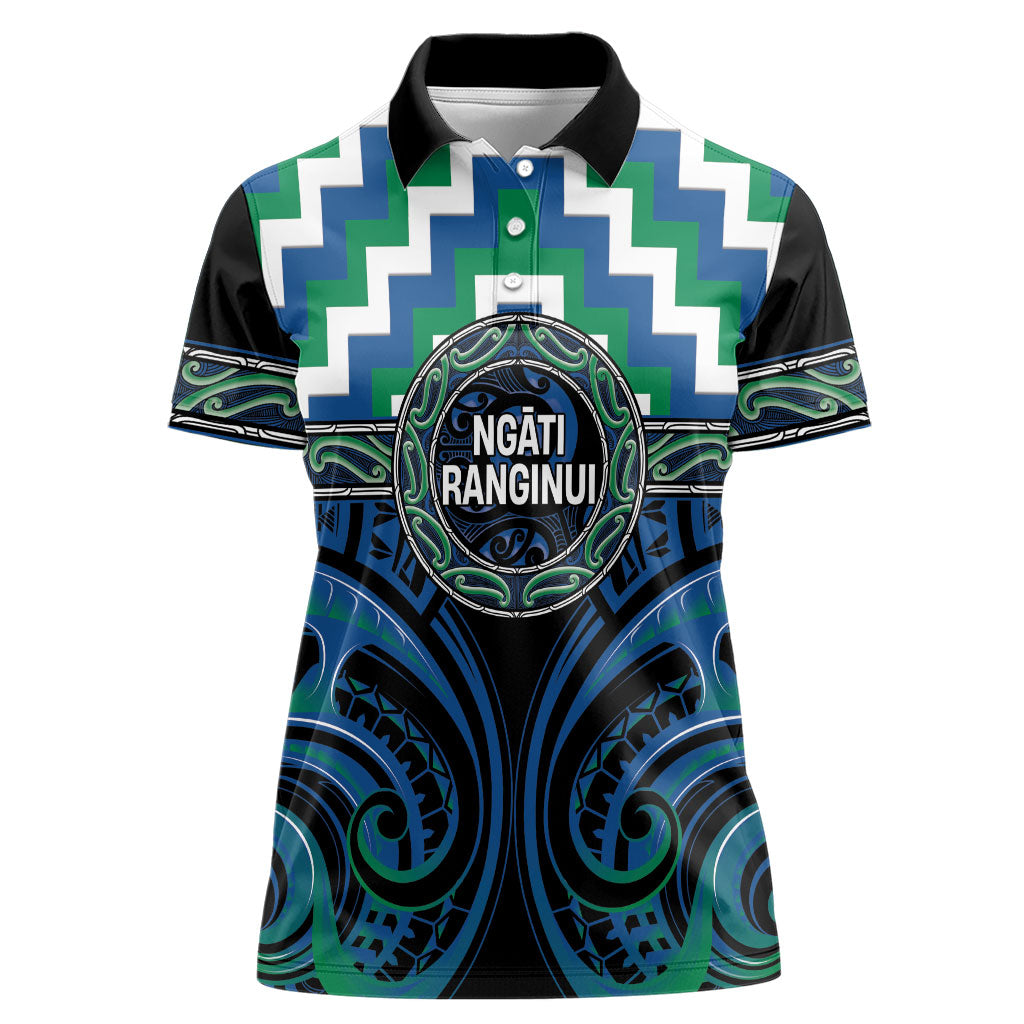 Aotearoa Ngati Ranginui Personalised Women Polo Shirt Maori Iwi Poutama Puhoro Tattoo LT14 Female Green - Polynesian Pride