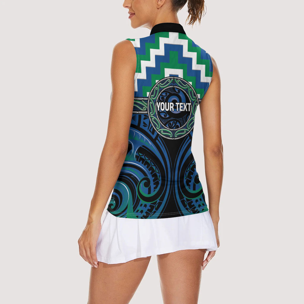 Aotearoa Ngati Ranginui Personalised Women Sleeveless Polo Shirt Maori Iwi Poutama Puhoro Tattoo LT14 - Polynesian Pride