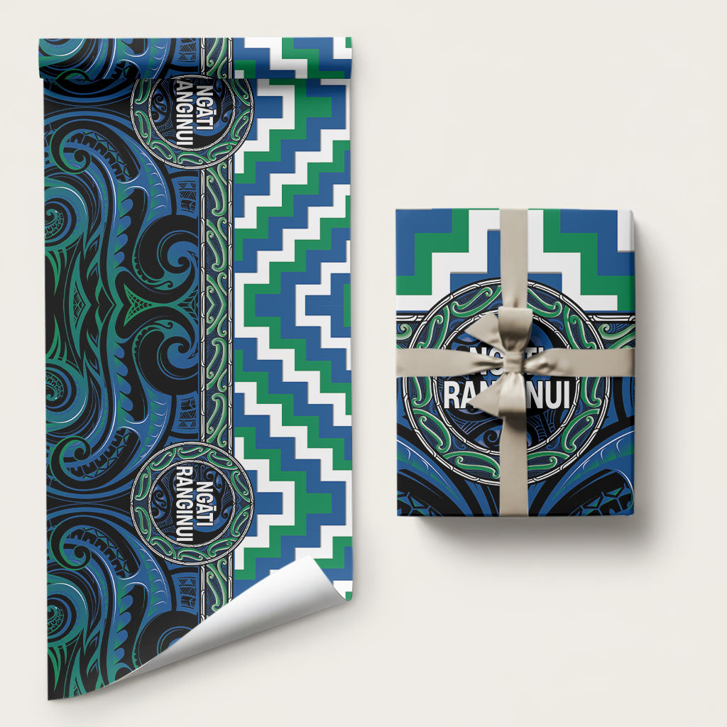 Aotearoa Ngati Ranginui Wrapping Paper Maori Iwi Poutama Puhoro Tattoo LT14 58" × 23" Green - Polynesian Pride