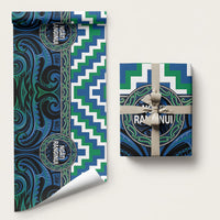 Aotearoa Ngati Ranginui Wrapping Paper Maori Iwi Poutama Puhoro Tattoo LT14 58" × 23" Green - Polynesian Pride