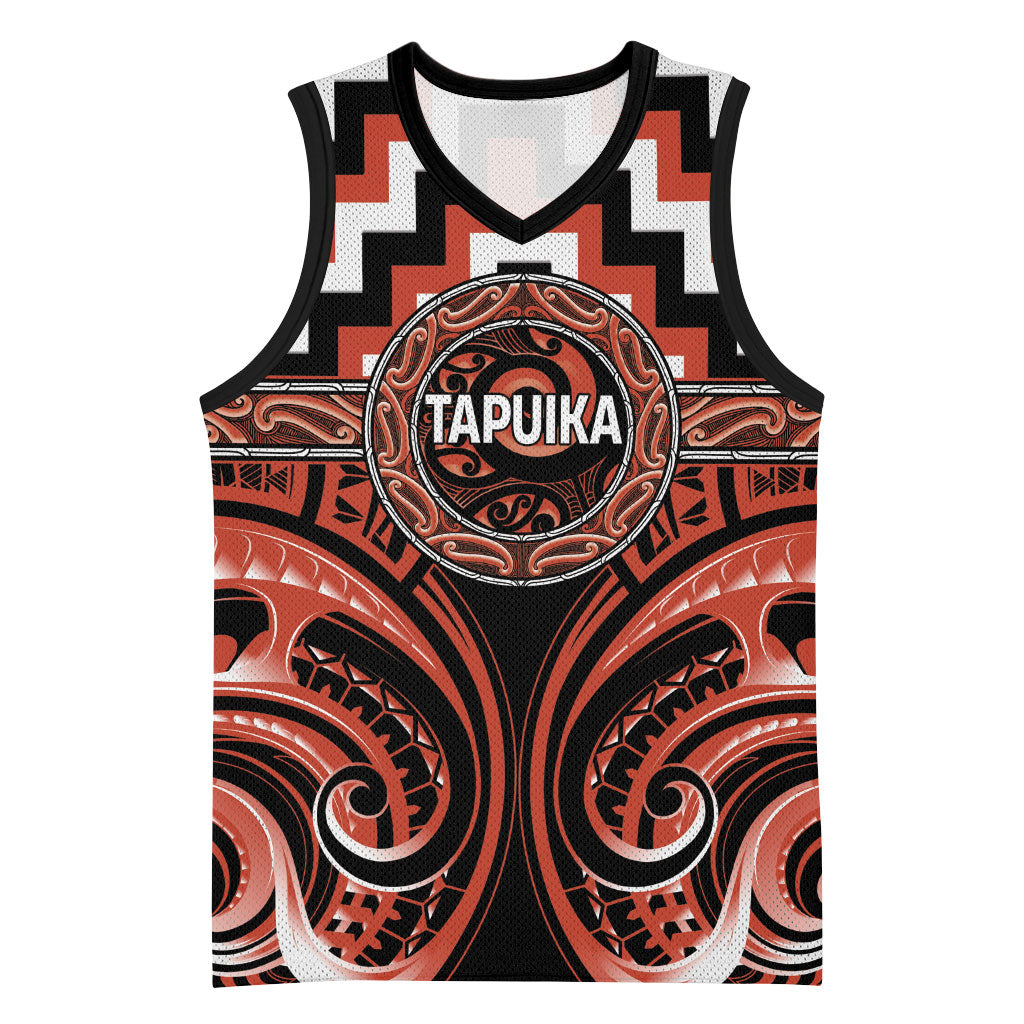 Aotearoa Tapuika Personalised Basketball Jersey Maori Iwi Poutama Puhoro Tattoo LT14 Unisex Red - Polynesian Pride