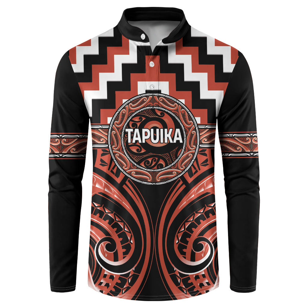 Aotearoa Tapuika Personalised Button Sweatshirt Maori Iwi Poutama Puhoro Tattoo LT14 Red - Polynesian Pride