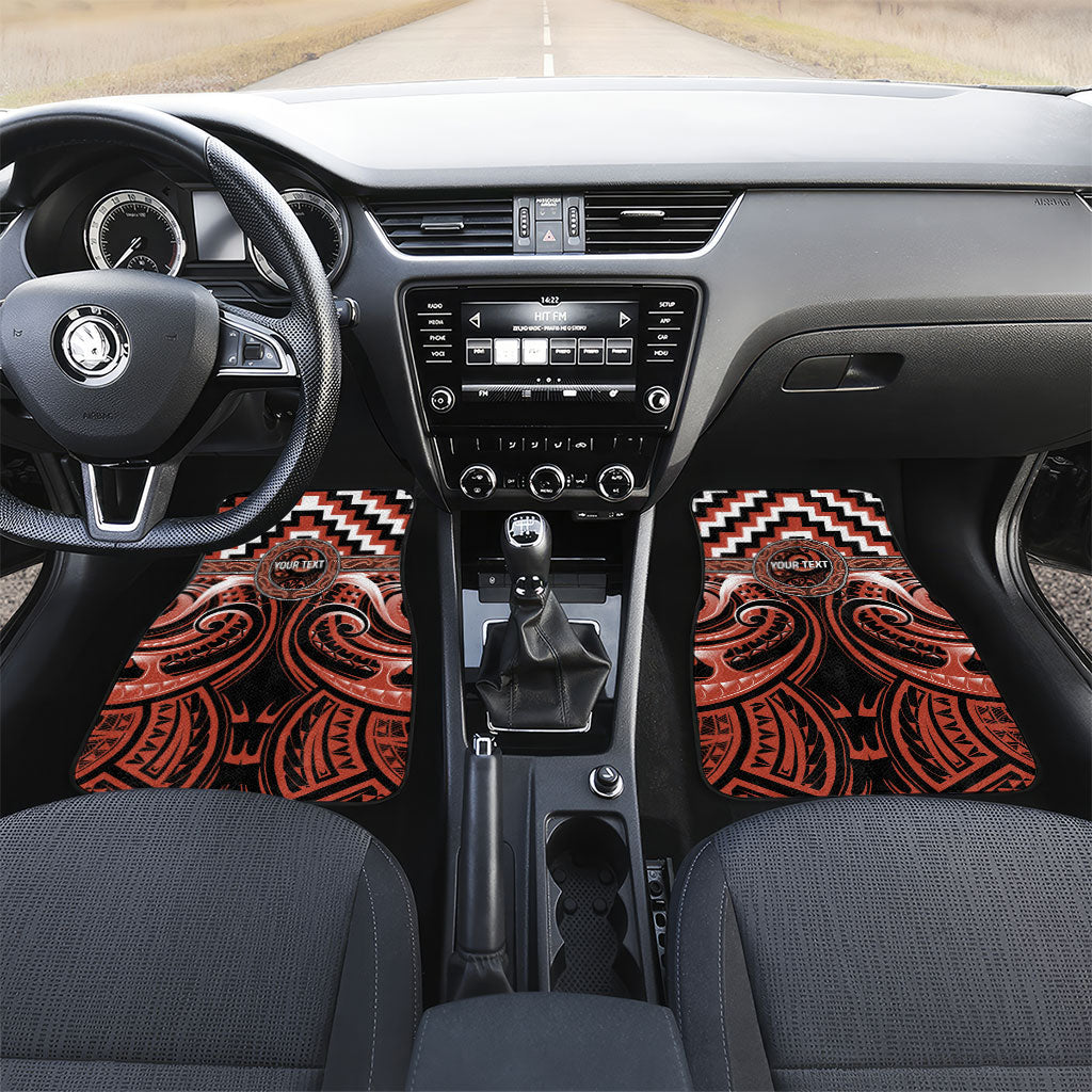 Aotearoa Tapuika Personalised Car Mats Maori Iwi Poutama Puhoro Tattoo LT14 Set 2pcs - Front Red - Polynesian Pride