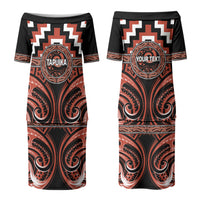 Aotearoa Tapuika Personalised Couples Matching Puletasi and Long Sleeve Button Shirt Maori Iwi Poutama Puhoro Tattoo LT14 - Polynesian Pride