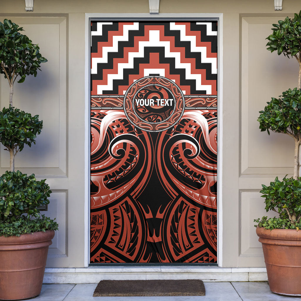 Aotearoa Tapuika Personalised Door Cover Maori Iwi Poutama Puhoro Tattoo LT14 Red - Polynesian Pride