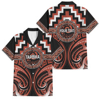 Aotearoa Tapuika Personalised Family Matching Long Sleeve Bodycon Dress and Hawaiian Shirt Maori Iwi Poutama Puhoro Tattoo LT14 Dad's Shirt - Short Sleeve Red - Polynesian Pride
