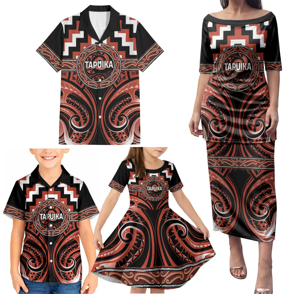 Aotearoa Tapuika Personalised Family Matching Puletasi and Hawaiian Shirt Maori Iwi Poutama Puhoro Tattoo LT14 - Polynesian Pride