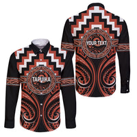 Aotearoa Tapuika Personalised Family Matching Short Sleeve Bodycon Dress and Hawaiian Shirt Maori Iwi Poutama Puhoro Tattoo LT14 Dad's Shirt - Long Sleeve Red - Polynesian Pride