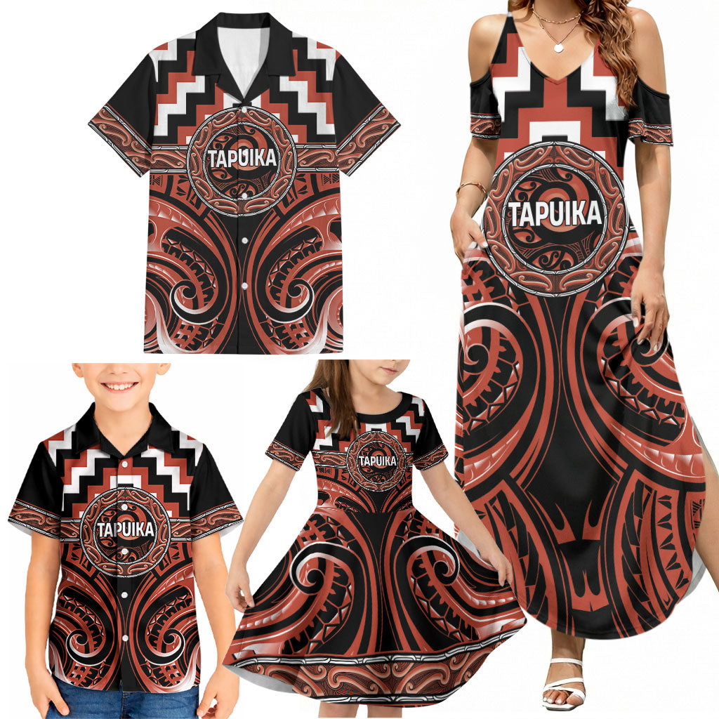 Aotearoa Tapuika Personalised Family Matching Summer Maxi Dress and Hawaiian Shirt Maori Iwi Poutama Puhoro Tattoo LT14 - Polynesian Pride