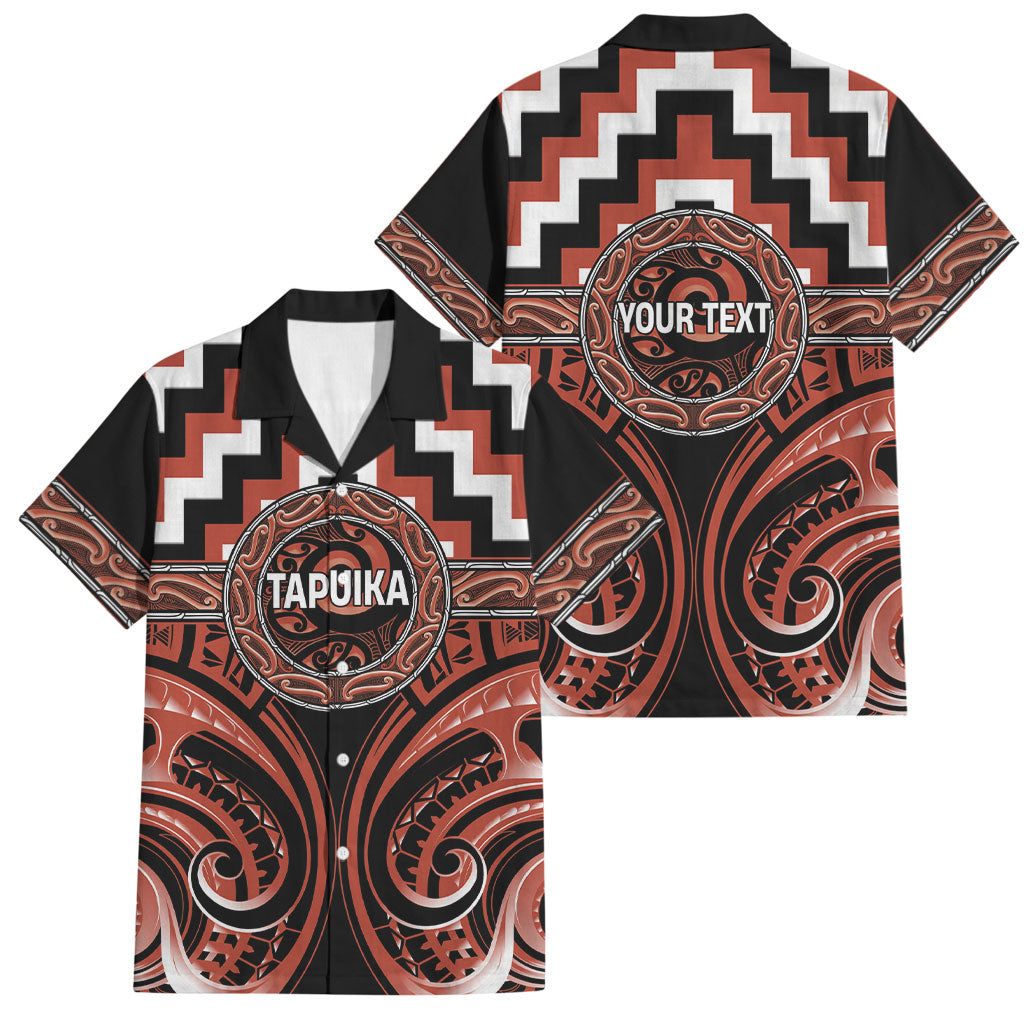 Aotearoa Tapuika Personalised Family Matching Tank Maxi Dress and Hawaiian Shirt Maori Iwi Poutama Puhoro Tattoo LT14 Dad's Shirt - Short Sleeve Red - Polynesian Pride
