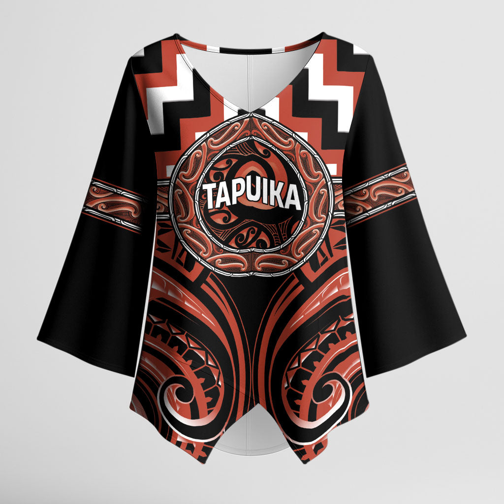Aotearoa Tapuika Personalised Kimono Sleeve Blouse Maori Iwi Poutama Puhoro Tattoo LT14 Female Red - Polynesian Pride