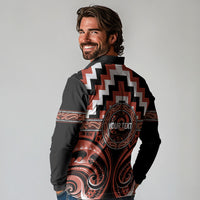 Aotearoa Tapuika Personalised Long Sleeve Polo Shirt Maori Iwi Poutama Puhoro Tattoo LT14 - Polynesian Pride