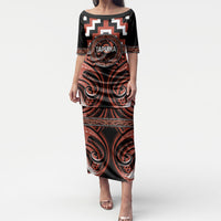Aotearoa Tapuika Personalised Puletasi Maori Iwi Poutama Puhoro Tattoo LT14 Long Dress Red - Polynesian Pride