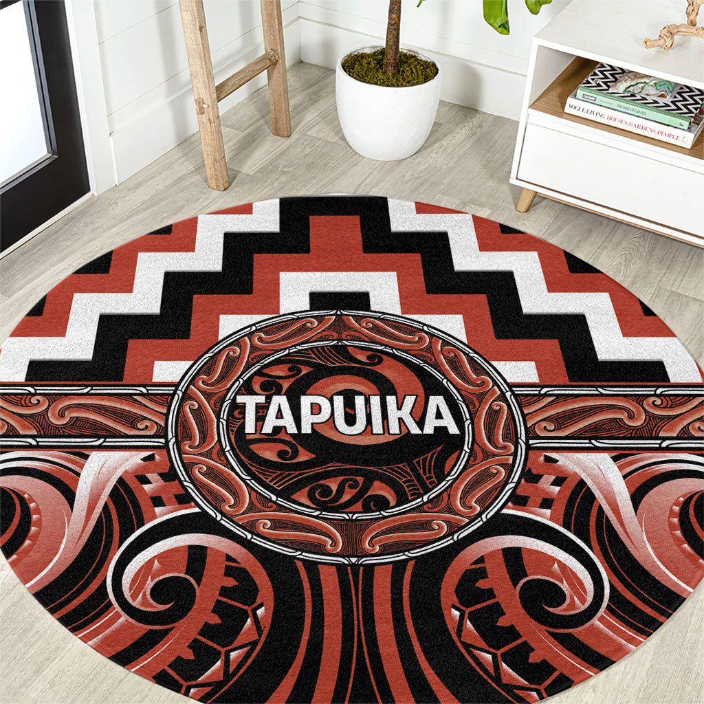 Aotearoa Tapuika Round Carpet Maori Iwi Poutama Puhoro Tattoo LT14 Red - Polynesian Pride