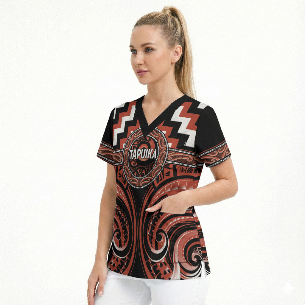 Aotearoa Tapuika Personalised Scrub Top Maori Iwi Poutama Puhoro Tattoo LT14 - Polynesian Pride