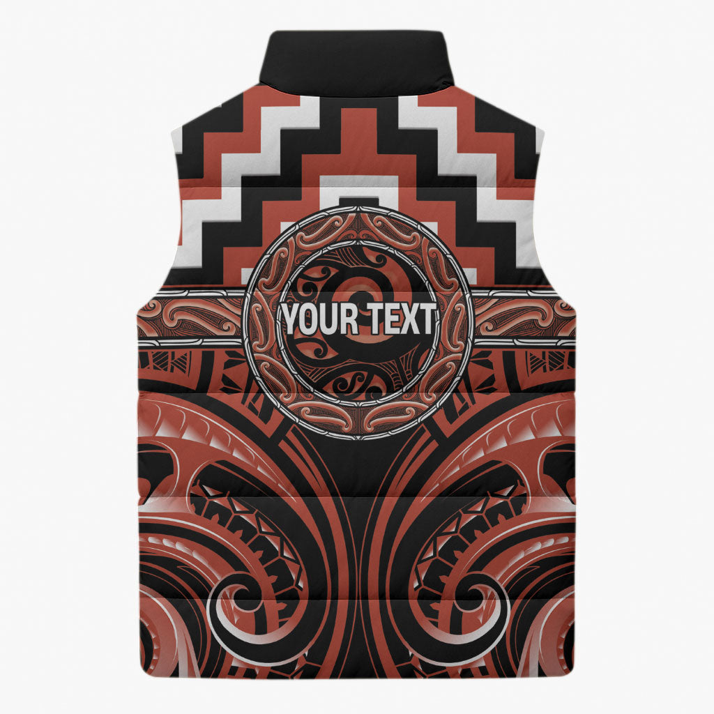 Aotearoa Tapuika Personalised Sleeveless Puffer Jacket Maori Iwi Poutama Puhoro Tattoo LT14 - Polynesian Pride