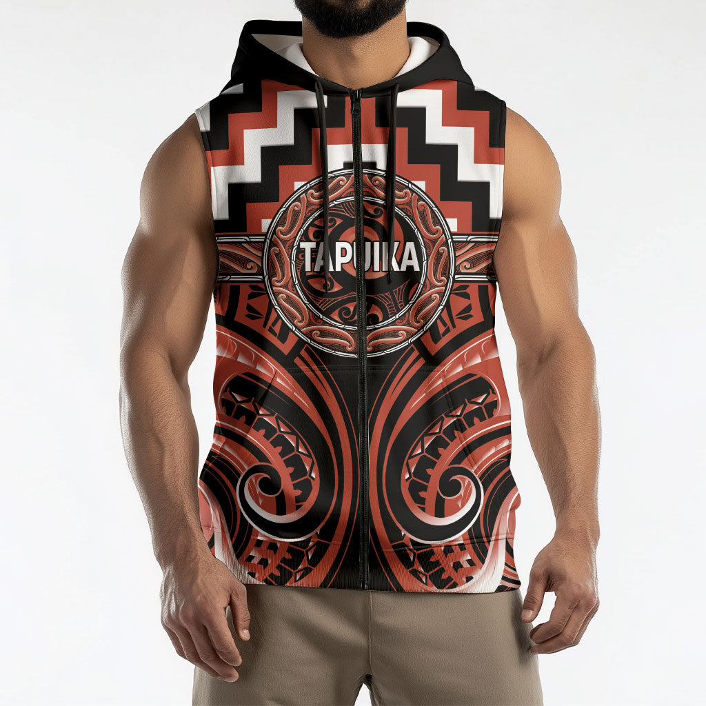 Aotearoa Tapuika Personalised Sleeveless Zip Hoodie Maori Iwi Poutama Puhoro Tattoo LT14 - Polynesian Pride
