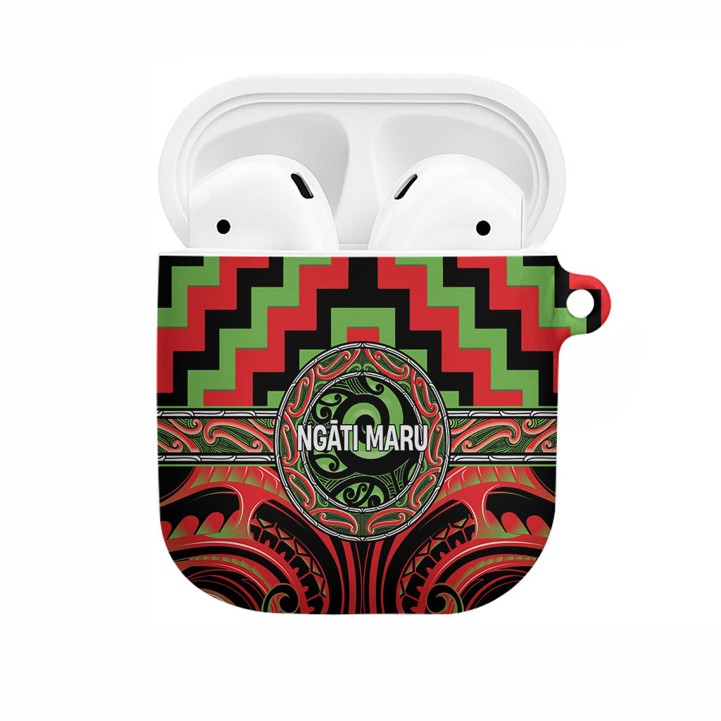 Aotearoa Ngati Maru AirPods Case Maori Iwi Poutama Puhoro Tattoo LT14 Red - Polynesian Pride