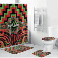 Aotearoa Ngati Maru Bathroom Set Maori Iwi Poutama Puhoro Tattoo LT14 Bathroom Set (4 pcs) Red - Polynesian Pride