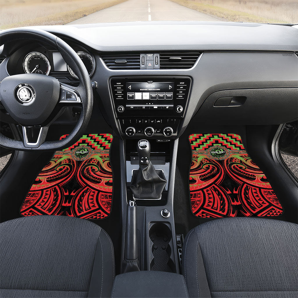 Aotearoa Ngati Maru Personalised Car Mats Maori Iwi Poutama Puhoro Tattoo LT14 Set 2pcs - Front Red - Polynesian Pride