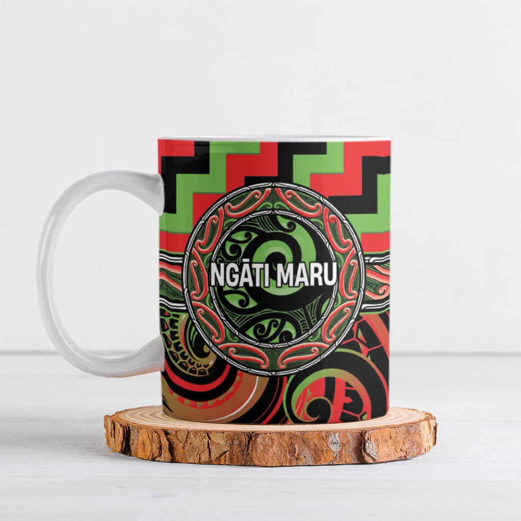 Aotearoa Ngati Maru Personalised Ceramic Mug Maori Iwi Poutama Puhoro Tattoo LT14 Red - Polynesian Pride