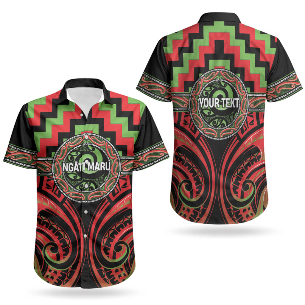 Aotearoa Ngati Maru Personalised Couples Matching Off The Shoulder Long Sleeve Dress and Hawaiian Shirt Maori Iwi Poutama Puhoro Tattoo LT14 - Polynesian Pride