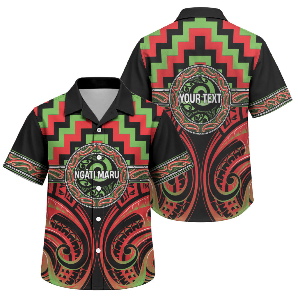 Aotearoa Ngati Maru Personalised Family Matching Summer Maxi Dress and Hawaiian Shirt Maori Iwi Poutama Puhoro Tattoo LT14 Son's Shirt Red - Polynesian Pride
