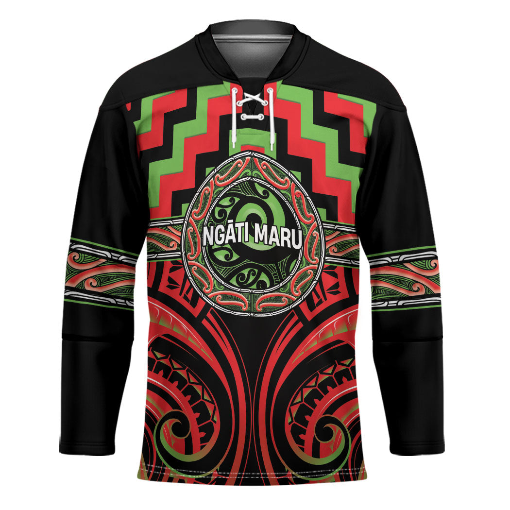 Aotearoa Ngati Maru Personalised Hockey Jersey Maori Iwi Poutama Puhoro Tattoo LT14 Unisex Red - Polynesian Pride