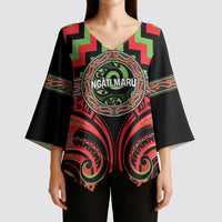 Aotearoa Ngati Maru Personalised Kimono Sleeve Blouse Maori Iwi Poutama Puhoro Tattoo LT14 - Polynesian Pride