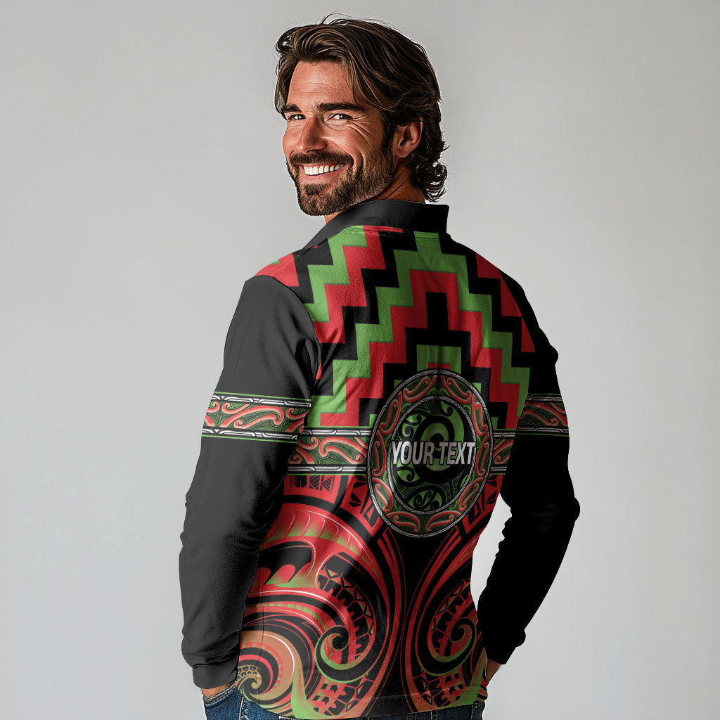 Aotearoa Ngati Maru Personalised Long Sleeve Polo Shirt Maori Iwi Poutama Puhoro Tattoo LT14 - Polynesian Pride