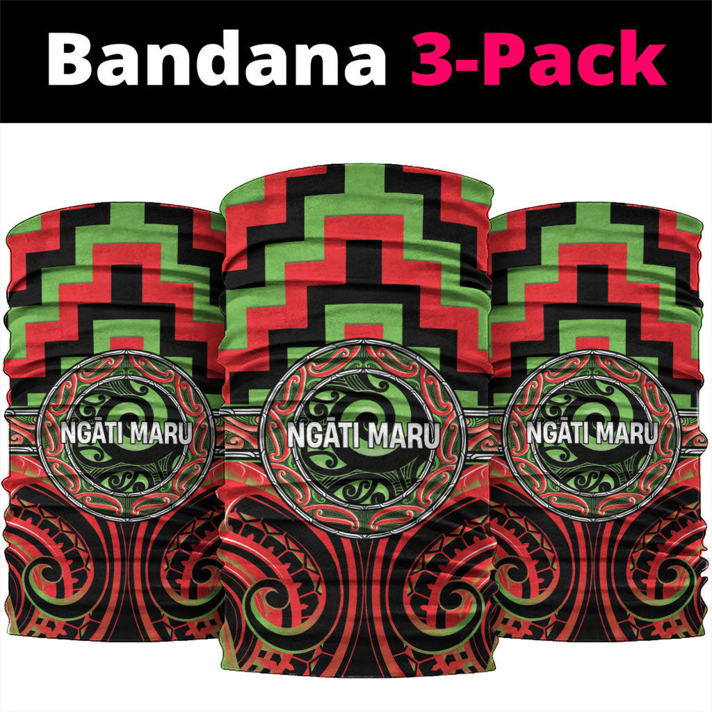 Aotearoa Ngati Maru Neck Gaiter Maori Iwi Poutama Puhoro Tattoo LT14 package One Size: 25*50cm Red - Polynesian Pride
