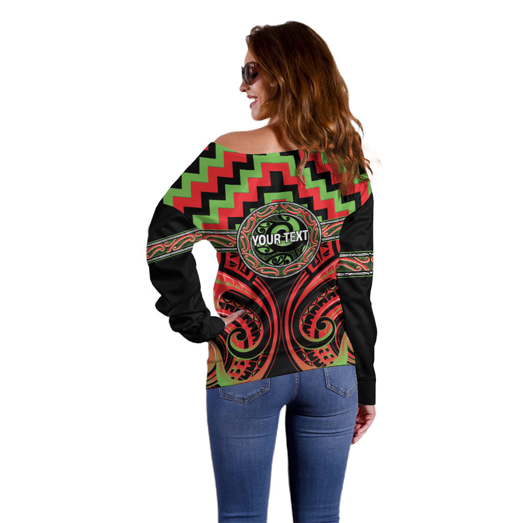 Aotearoa Ngati Maru Personalised Off Shoulder Sweater Maori Iwi Poutama Puhoro Tattoo LT14 - Polynesian Pride