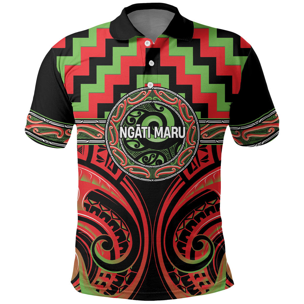 Aotearoa Ngati Maru Personalised Polo Shirt Maori Iwi Poutama Puhoro Tattoo LT14 Red - Polynesian Pride
