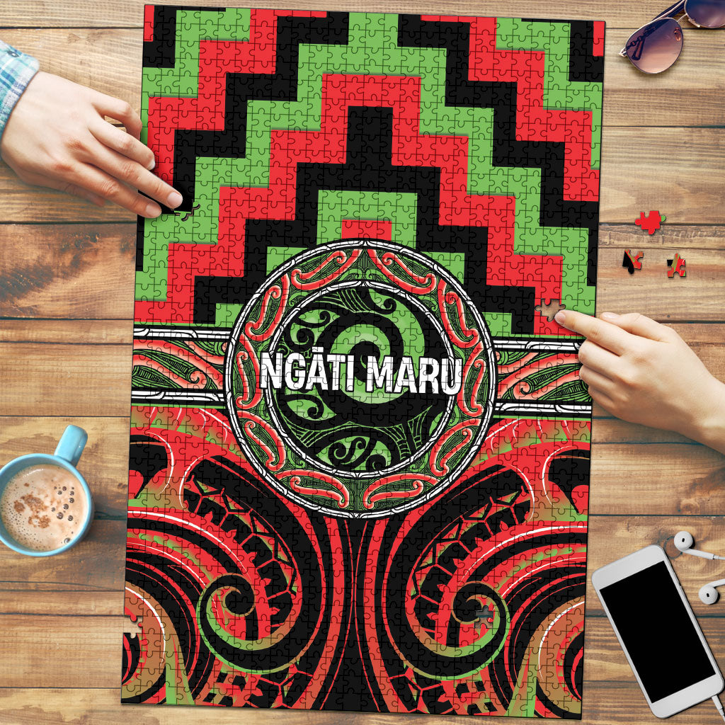 Aotearoa Ngati Maru Puzzle Maori Iwi Poutama Puhoro Tattoo LT14 Red - Polynesian Pride