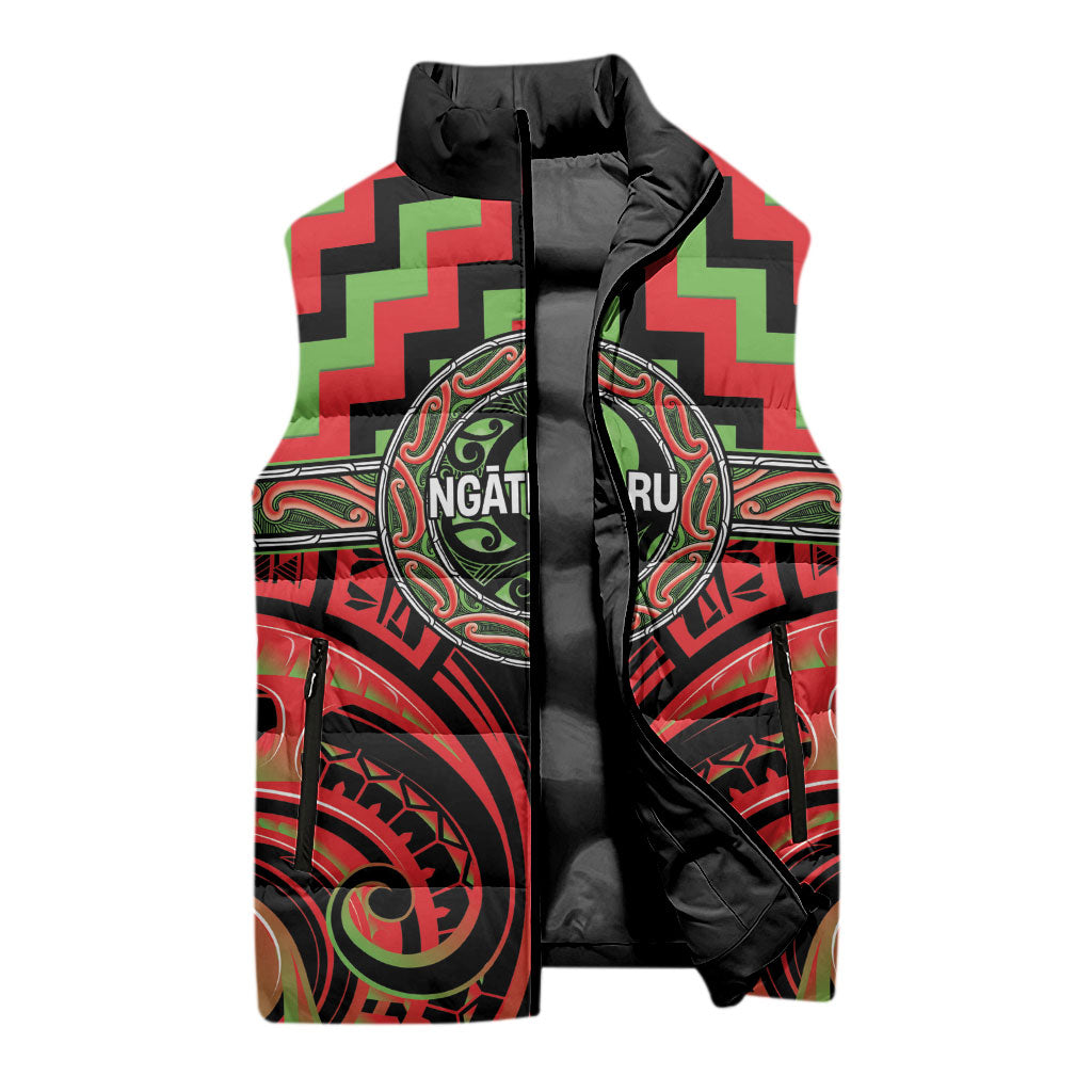 Aotearoa Ngati Maru Personalised Sleeveless Puffer Jacket Maori Iwi Poutama Puhoro Tattoo LT14 - Polynesian Pride