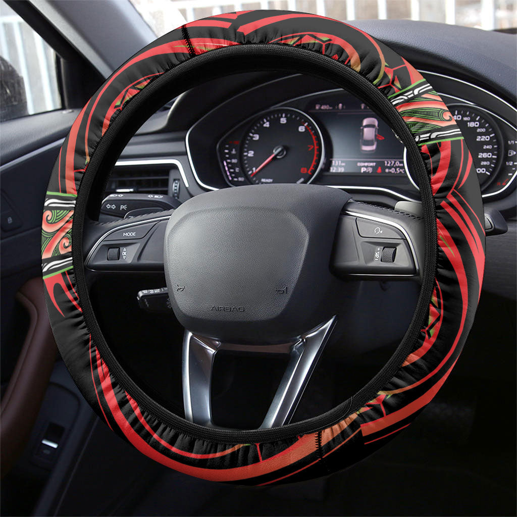 Aotearoa Ngati Maru Steering Wheel Cover Maori Iwi Poutama Puhoro Tattoo LT14 - Polynesian Pride