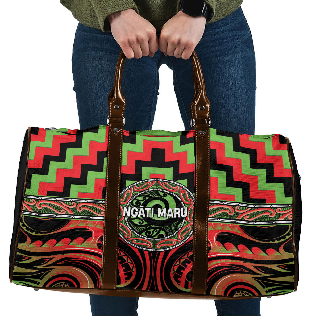 Aotearoa Ngati Maru Travel Bag Maori Iwi Poutama Puhoro Tattoo LT14 Red - Polynesian Pride