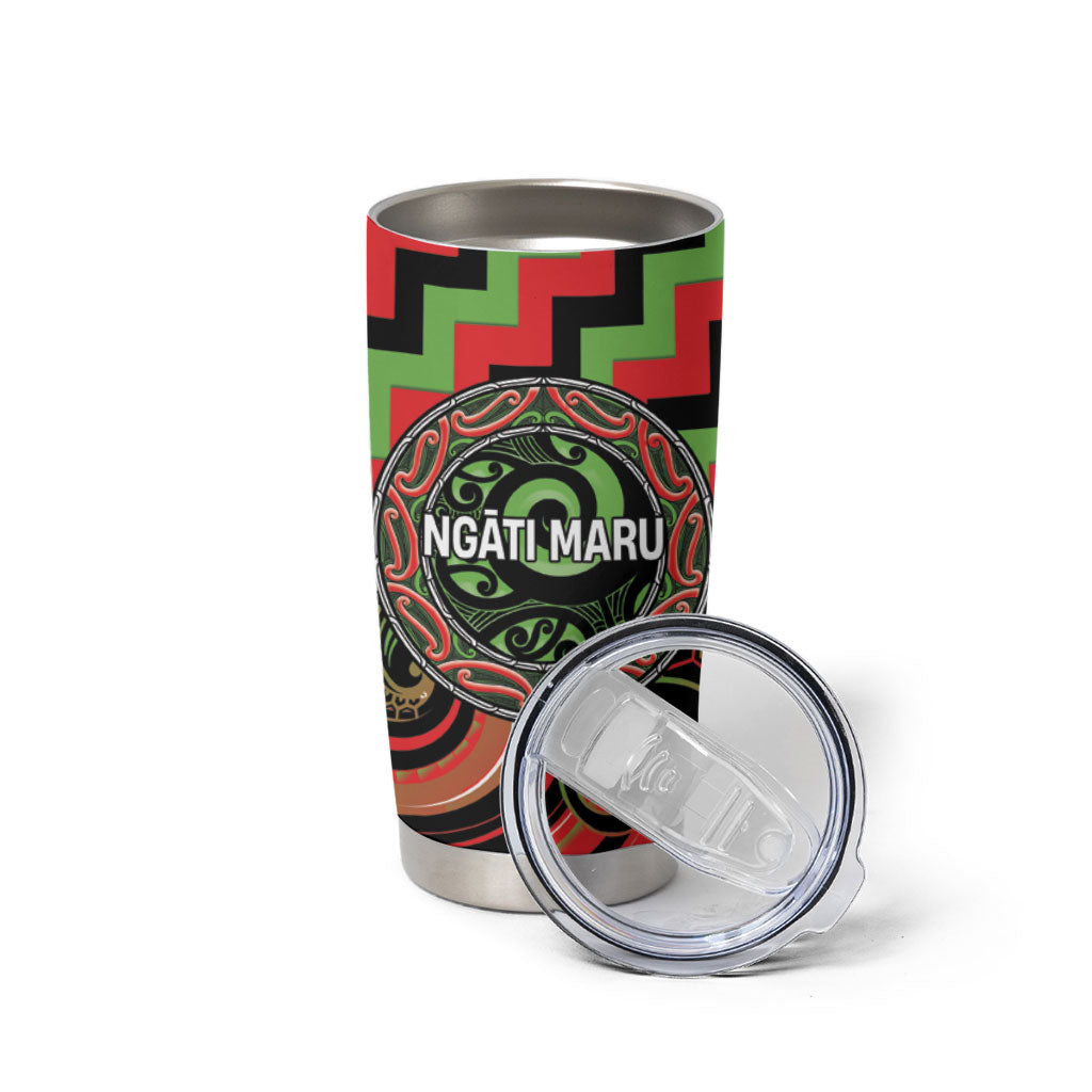 Aotearoa Ngati Maru Personalised Tumbler Cup Maori Iwi Poutama Puhoro Tattoo LT14 - Polynesian Pride