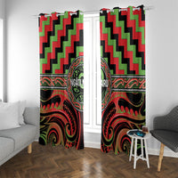 Aotearoa Ngati Maru Window Curtain Maori Iwi Poutama Puhoro Tattoo LT14 With Grommets Red - Polynesian Pride