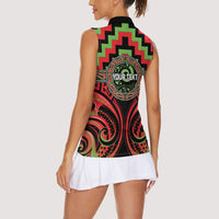Aotearoa Ngati Maru Personalised Women Sleeveless Polo Shirt Maori Iwi Poutama Puhoro Tattoo LT14 - Polynesian Pride