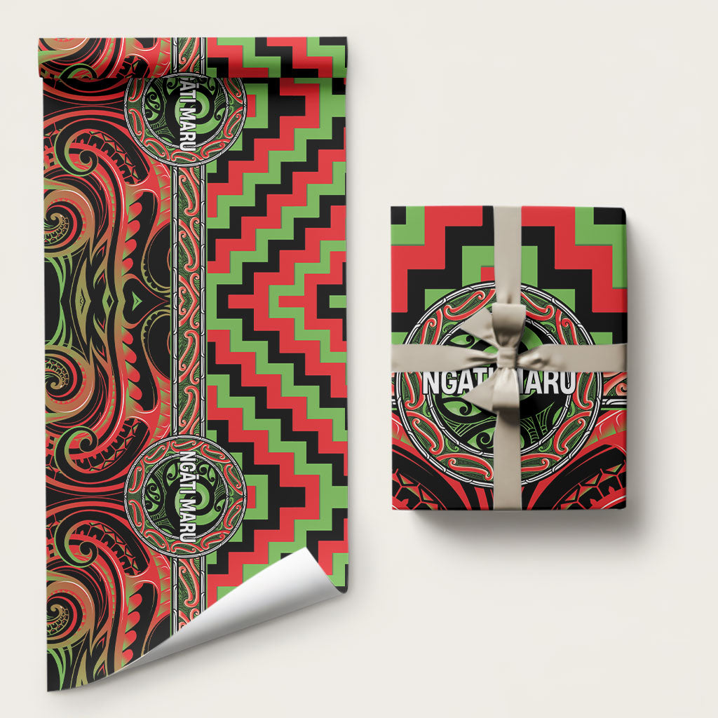 Aotearoa Ngati Maru Wrapping Paper Maori Iwi Poutama Puhoro Tattoo LT14 58" × 23" Red - Polynesian Pride