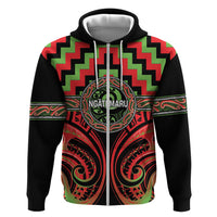 Aotearoa Ngati Maru Personalised Zip Hoodie Maori Iwi Poutama Puhoro Tattoo LT14 Zip Hoodie Red - Polynesian Pride
